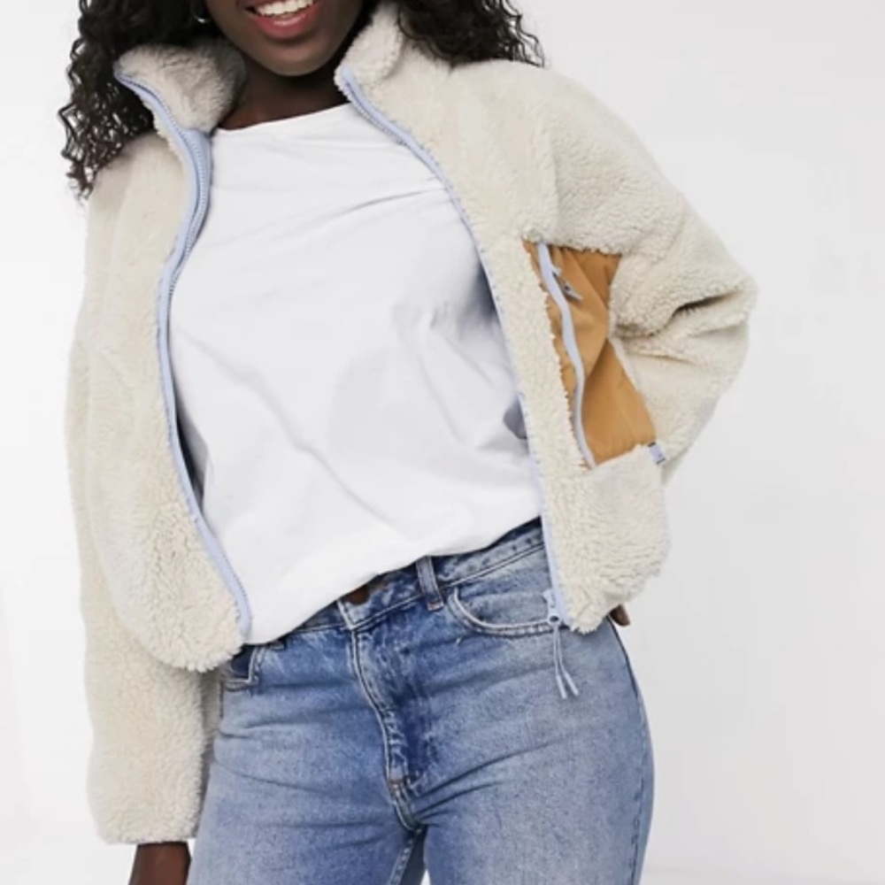 Pull&Bear Shearling Fleece Cropped Jacket Small